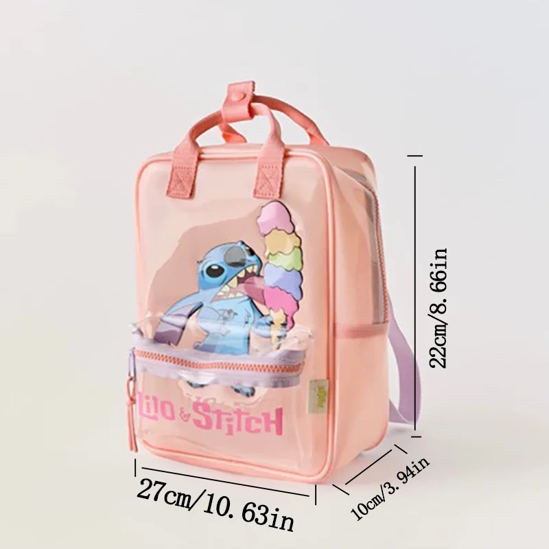 حقيبة ظهر للأطفال من Stitch، حقائب مدرسية شفافة جميلة للأطفال من Disney، حقيبة صغيرة من مادة PVC لهدايا الأطفال