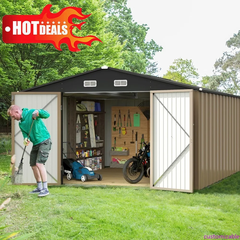 

Customizable-10 X 10 FT Shed Outdoor Storage Shed Metal Garden Shed