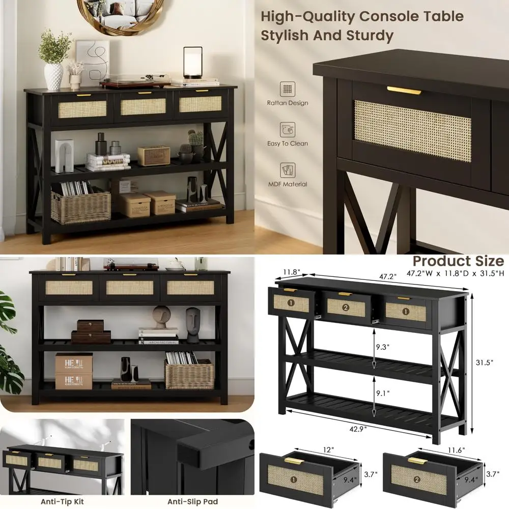 Rattan Drawer Conso…