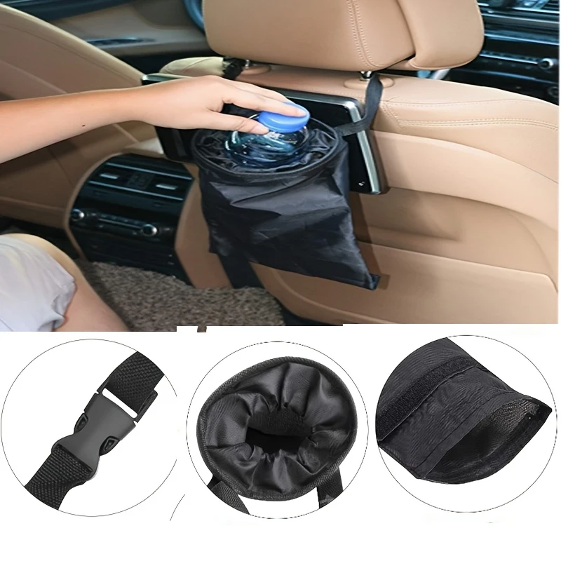 Universal car trash bag，Car-mounted hanging foldable trash bag，Can be hung on the seat headrest，Used for daily garbage storage i view 2