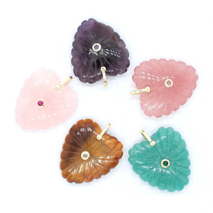Colgantes de Piedra de Corazón de Cristal Natural Curativo para Mujer, con Incrustaciones de Amatista y Cuarzo Rosa, con Pedrería, para Hombre, para la Creación de Joyas