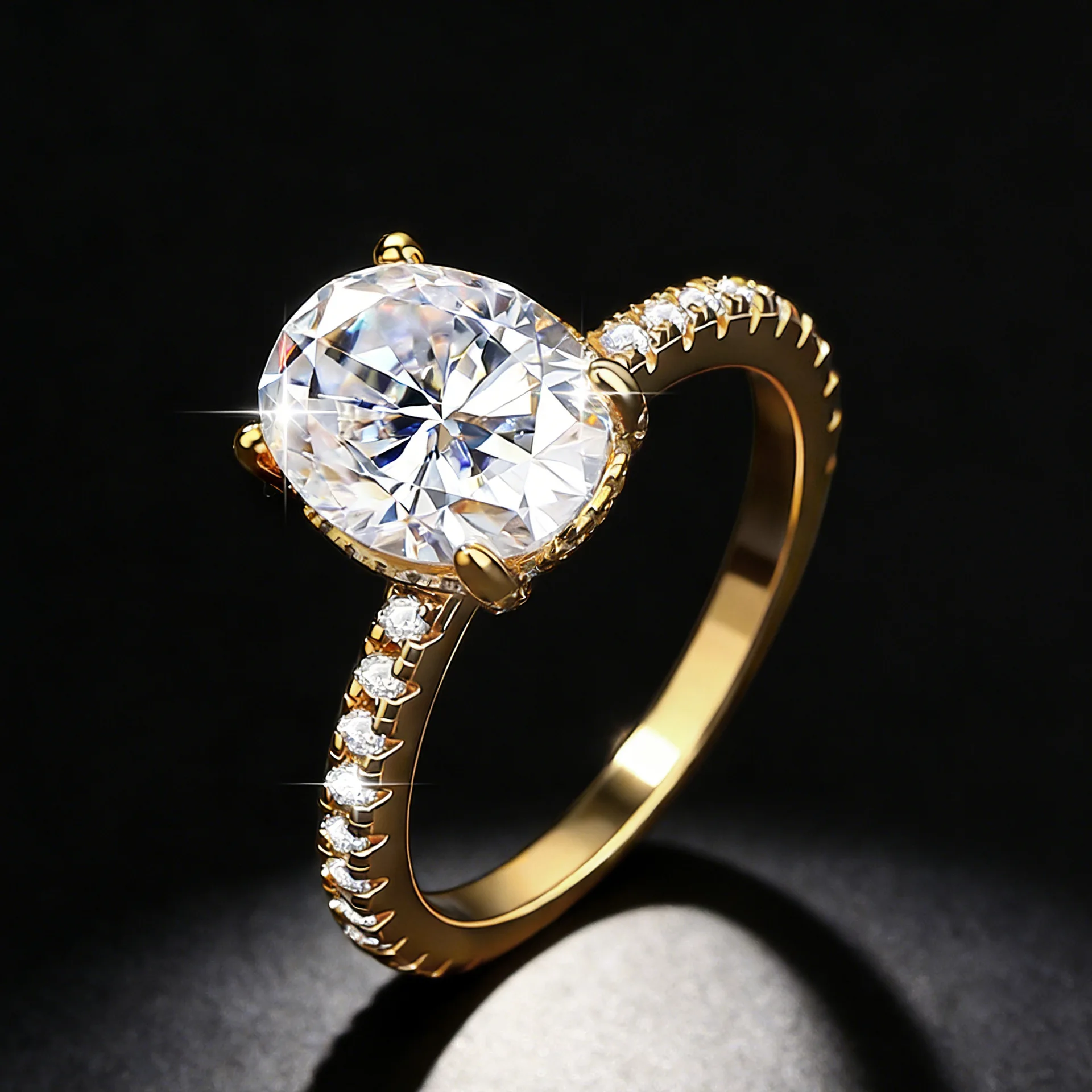 

3CT Oval Cut Full Moissanite Engagement Ring 925 Sterling Silver Engagement Rings for Women Jewelry Gifts