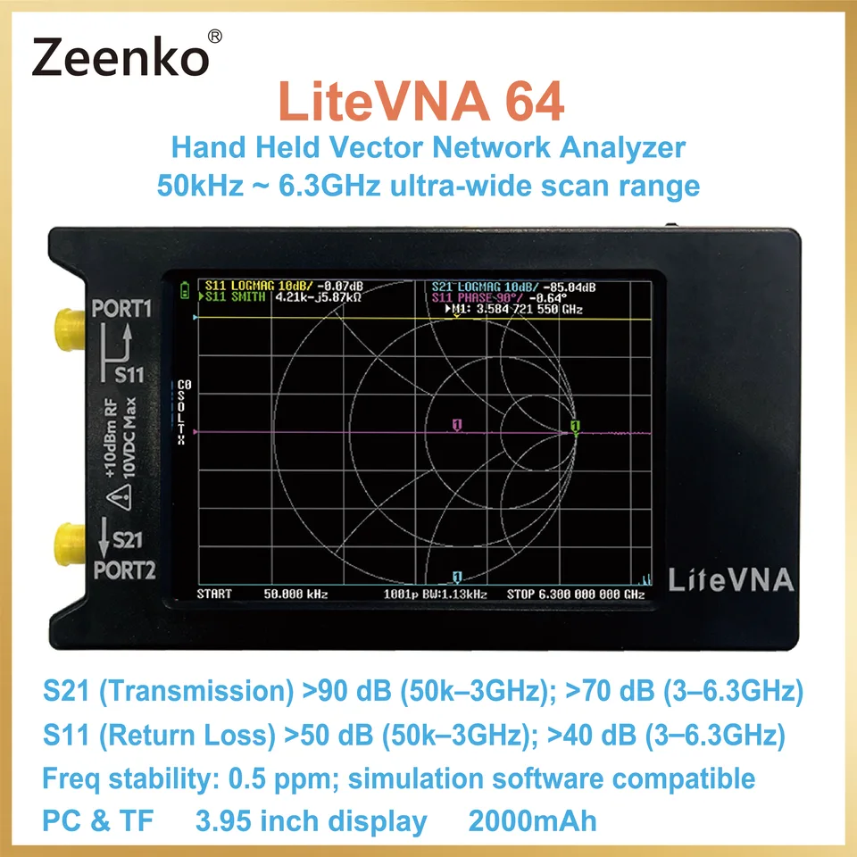 Zeenko LiteVNA 64 Version 0.3.3 Hand Held Vector Network Analyzer