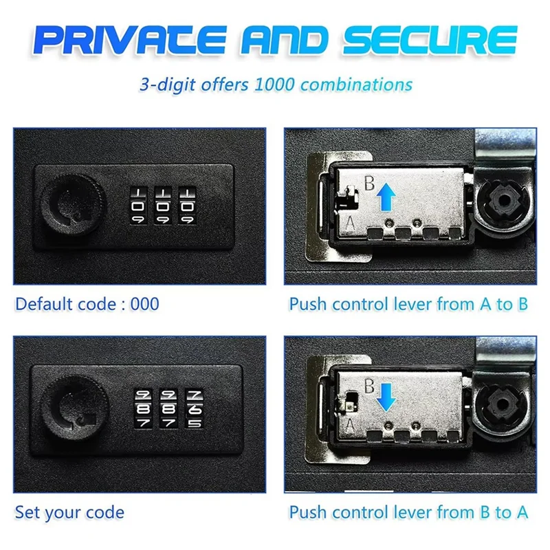 M16K-Combination Code Lock Wall Mounted Key Cabinet 36 Key Hooks Key Box Locking Organizer Security Storage