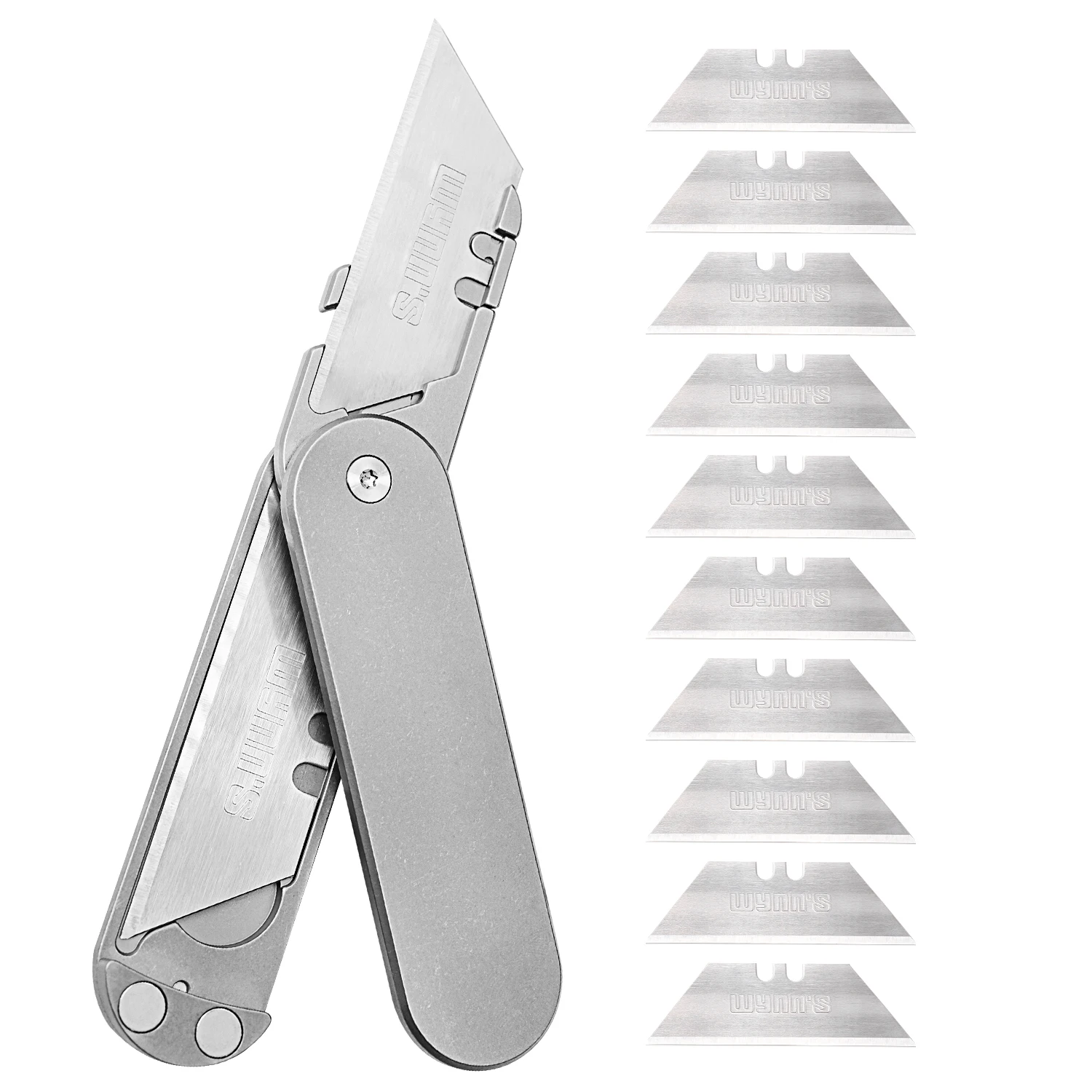 

Utility Knife Titanium Alloy Folding Knife SK5 Steel Trapezoidal Blade Pocket Cutter Outdoor EDC Tool With 10 Blades