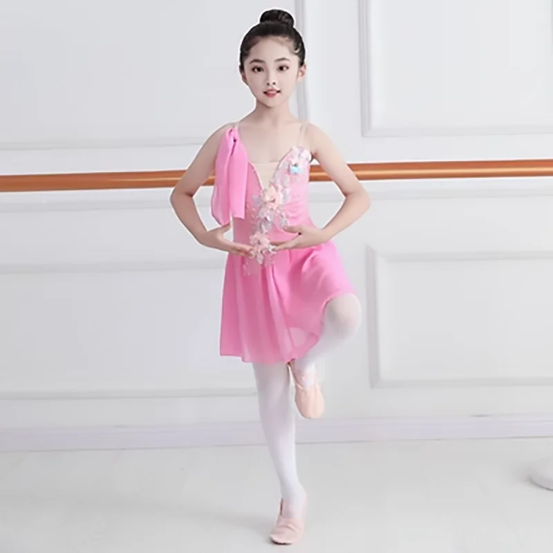 Vestito da balletto per bambini vestito da balletto classico in Chiffon bianco blu rosa per bambini vestito da fionda cinese di danza moderna