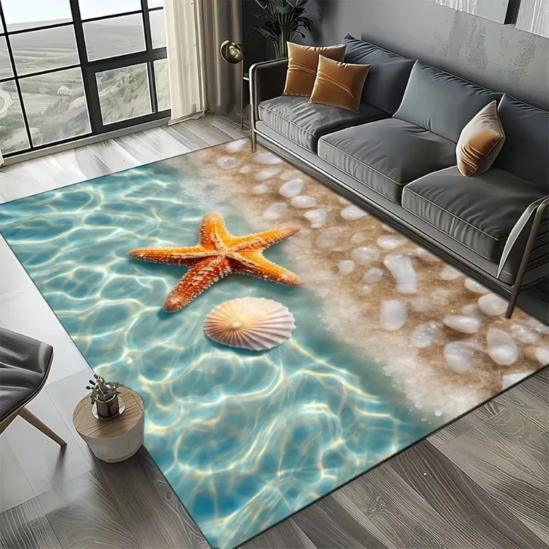 27 Style Starfish Beach Shell Sea Star Sand Carpet Rug for Living Room Bedroom Home Sofa Decoration,Kids Play Non-slip Floor Mat