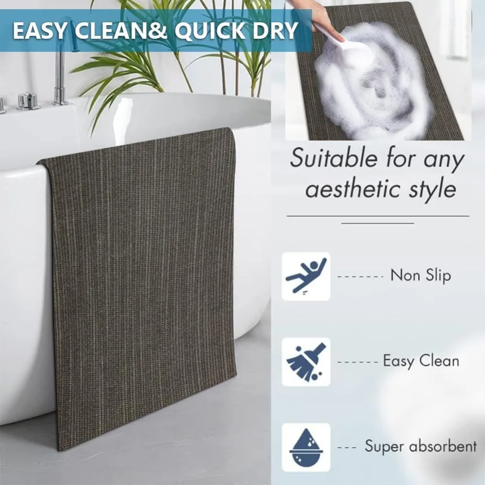 سجاد حمام رقيق فائق الامتصاص من المطاط غير قابل للانزلاق وسريع الجفاف مع تصميم مناسب للباب - سجاد أرضية حمام قابل للغسل #4