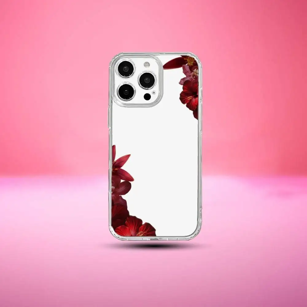 Flores lírio hibiscue beleza caso de telefone para iphone17,16,15,14,13,12,11 plus, pro max, capa transparente de silicone macio