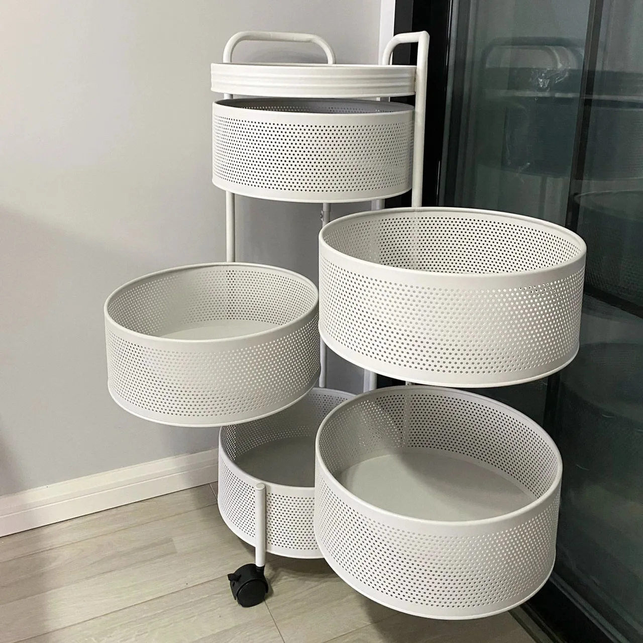 

Kitchen, Bedroom, Living Room, Storage Rack, Snack Rack, Multi-layer Household Revolving Round Vegetable Basket, Storage Rack,