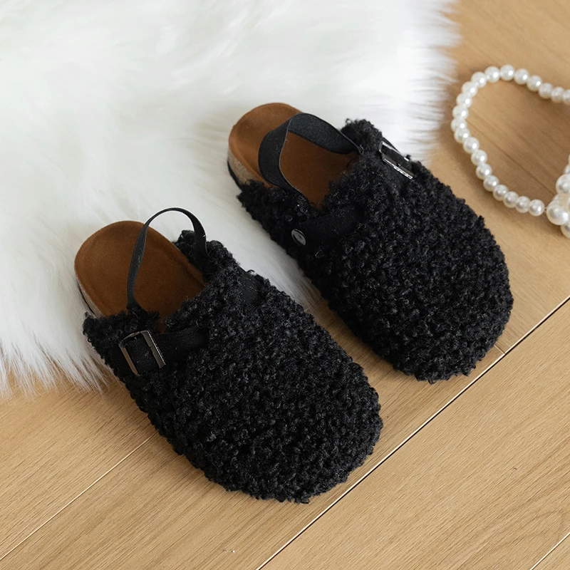 2024 NewWinter flat suede flat shoes for girls warm non-slip heels girl shoes Assorted slippers size26-36