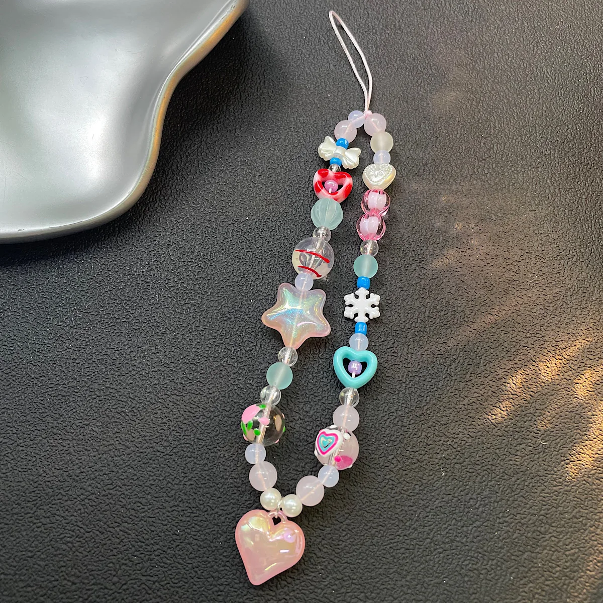 

Spring and Summer Korean Gentle Ins Sweet Laser Star Love Flower Phone Chain CCD Camera Hanging Rope Niche For iPhone 17 16