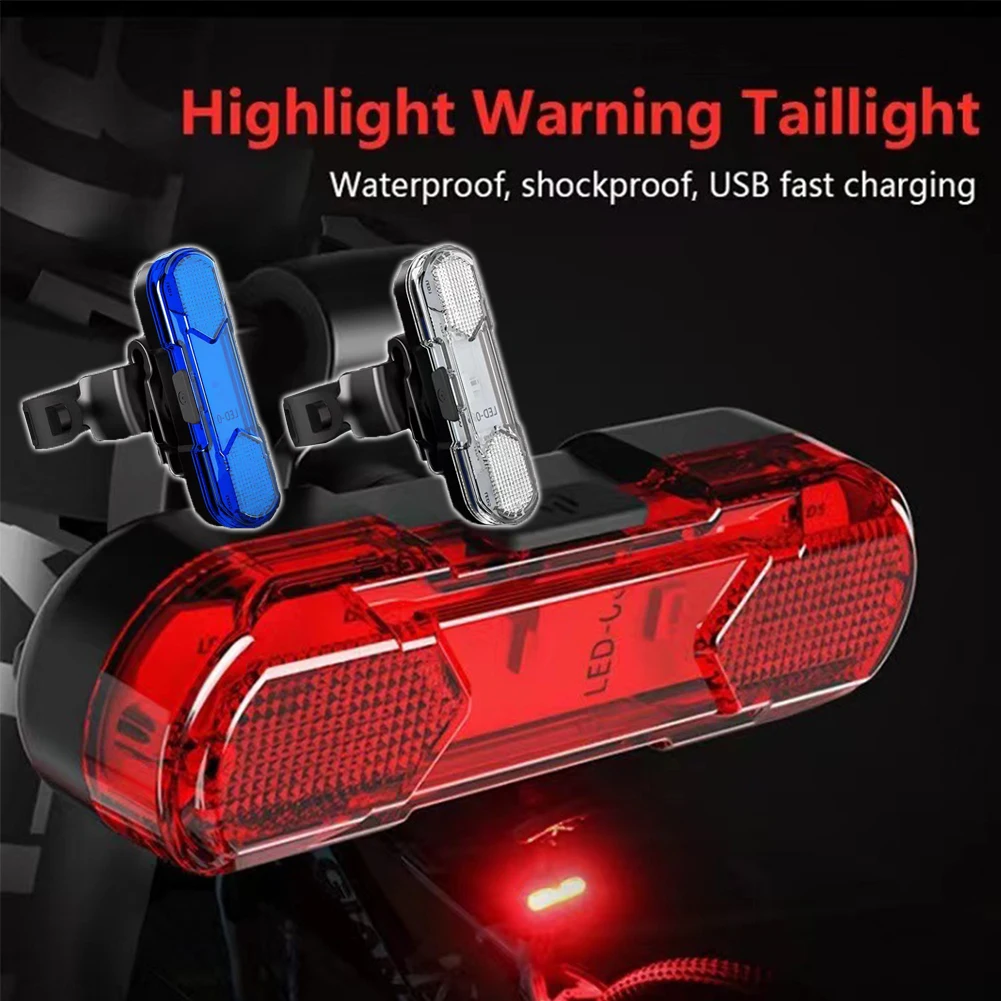 Night Bicycle Tail Light Outdoor Highlight USB Charging Mountain Led Warning Cycling Lights Tail Lamp Bicycle Accessories