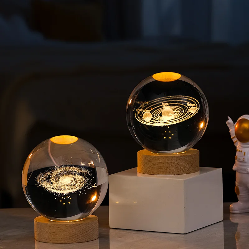 LED Night Light Milky Way Galaxy Solar System Crystal Ball Children Night Lamp Bedroom Ambient Light Creative Gift Night Light