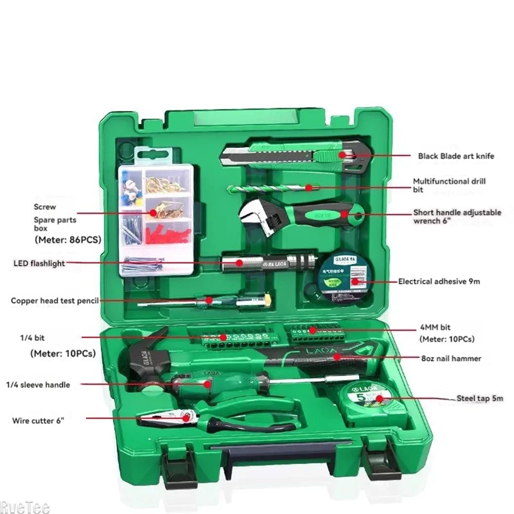 LAOA 116Pcs Household Car Mixed Hand Tool Box Set Multi-functional Hardware Repair Electrician Complete Combination Tool Kit Set