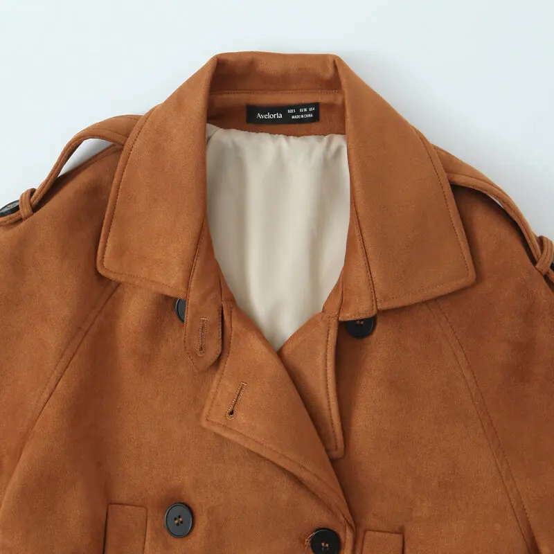 

Autumn 2025 Women's Faionable Velvet Jaet with oulder Straps And Cuff Straps Versatile Commute Sle Long Sve Coat