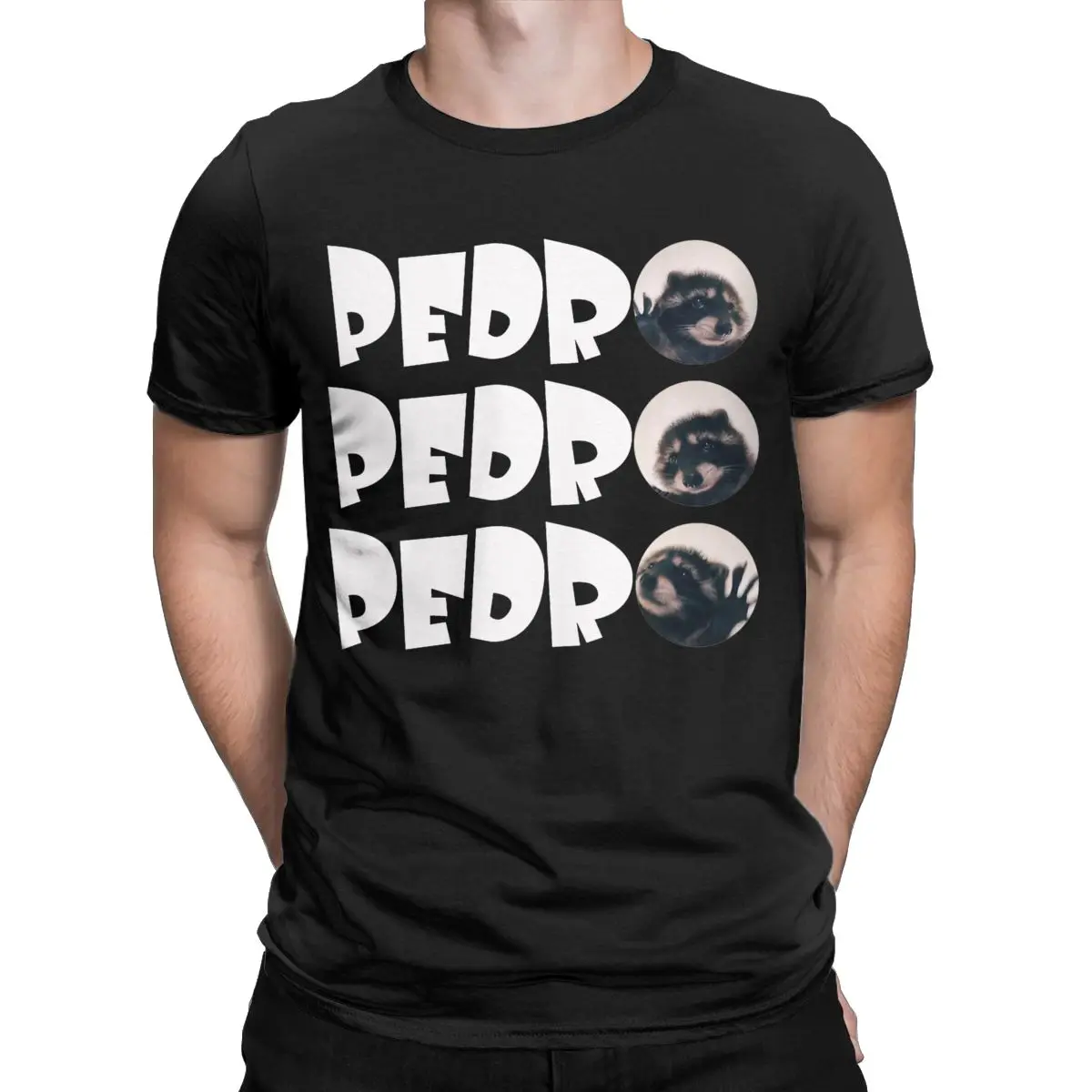 Men's T-Shirt Pedro The Dancing Raccoon Funny Cotton Tee Shirt Short Sleeve T Shirt Crew Neck Clothes Adult