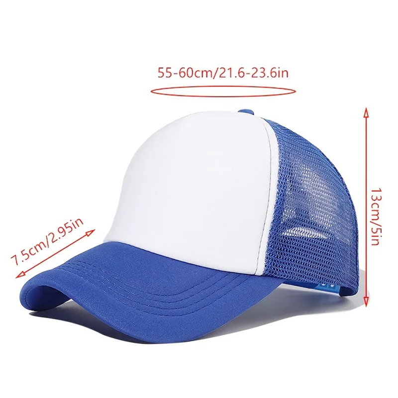 Fashion Unisex Plain Baseball Cap Adjustable Trucker Flat Visor Cap Snapback Mesh Curved Men Women Casual Sun Summer Hat