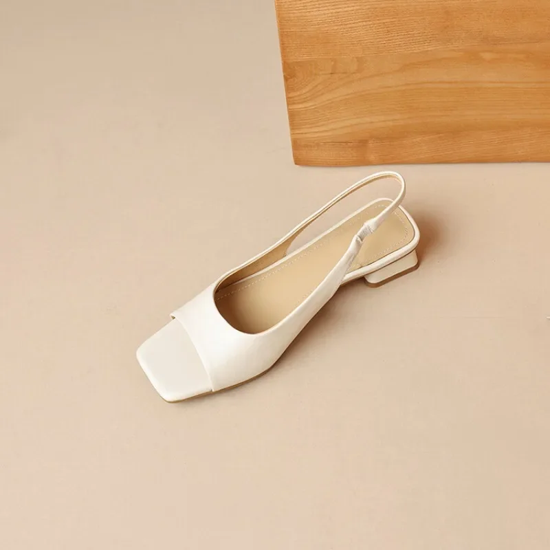 Square head summer new thick heel sandals with minimalist design, comfortable open toe sandals