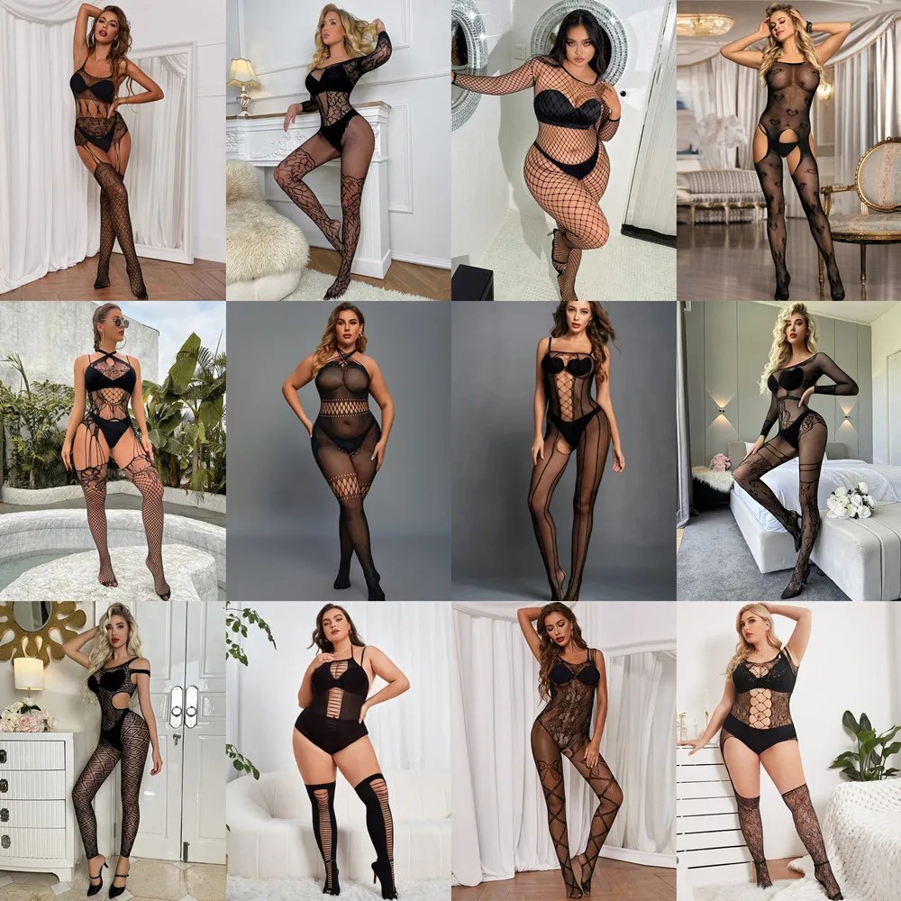 

Hot Sale 18 Styles Women's Fishing Net Full Body Stocking Sexiest One-pieces Bodysuit Female Night Club Wear Erotic Jumpsuit