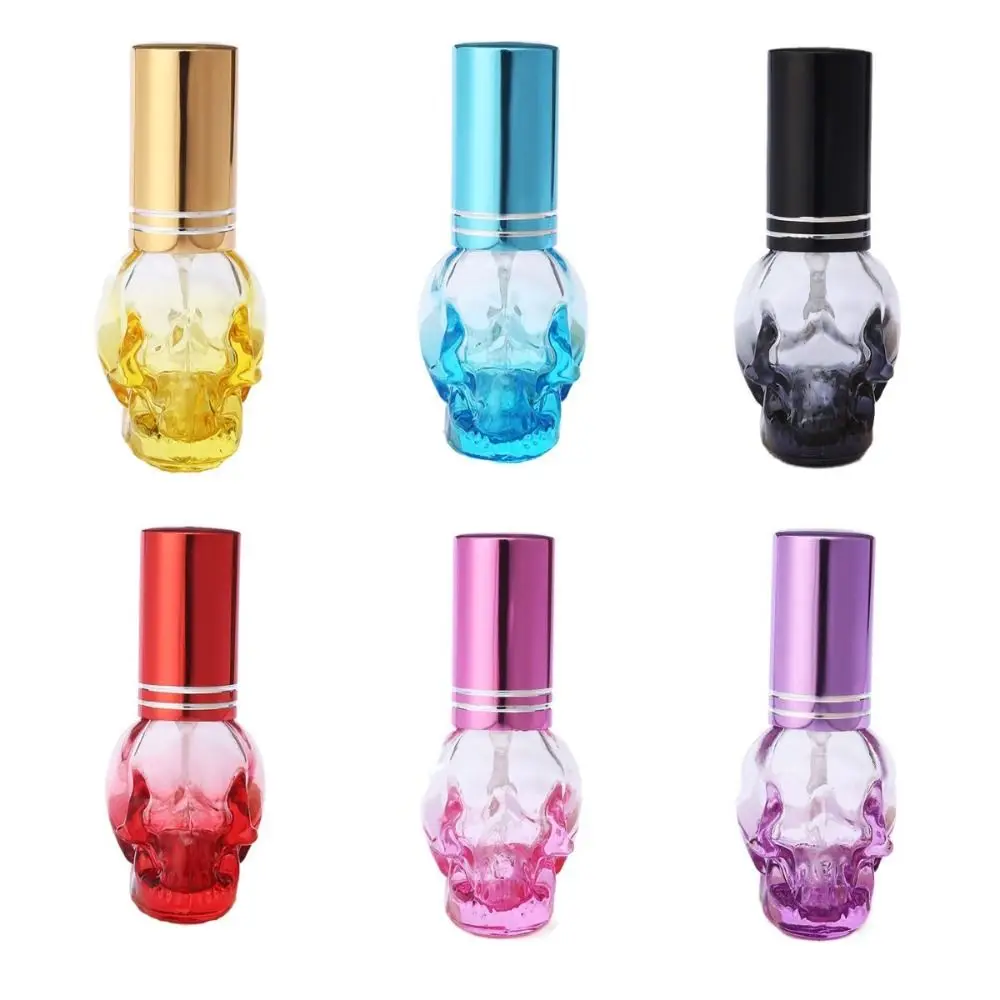 Nachfüllbare Parfümflasche mit Totenkopf-Design, luxuriöser Duft, 8 ml, Glassprühflasche, feiner Nebel, transparenter Parfümzerstäuber