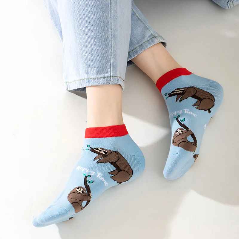 New animal socks, shallow mouth, spring and summer thin styles, men's and women's cotton socks, trendy invisible cotton boat