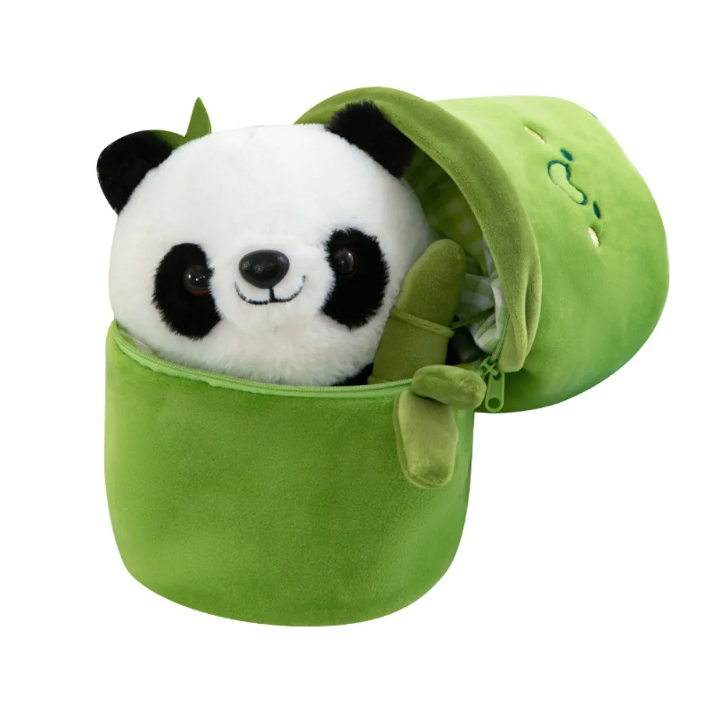

Birthday Gift Panda In Bamboo Tube Soft 25cm Panda Pillow Super Cute Creative Animal