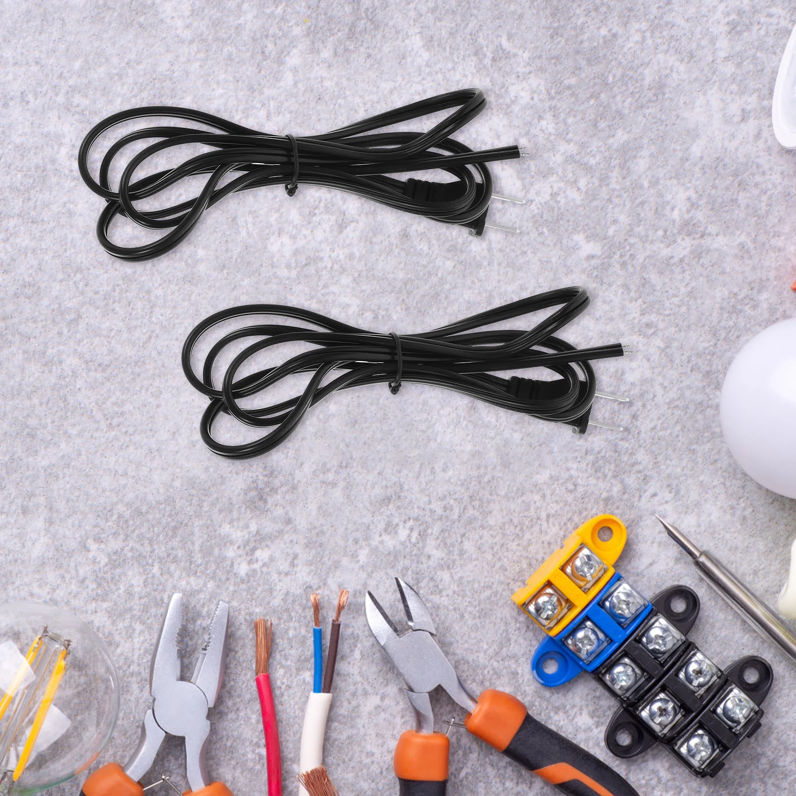 

2Pcs Electric Power -Prong Copper Wire Durable for Home Office Lamps Appliances Replacement Cable Long Extension