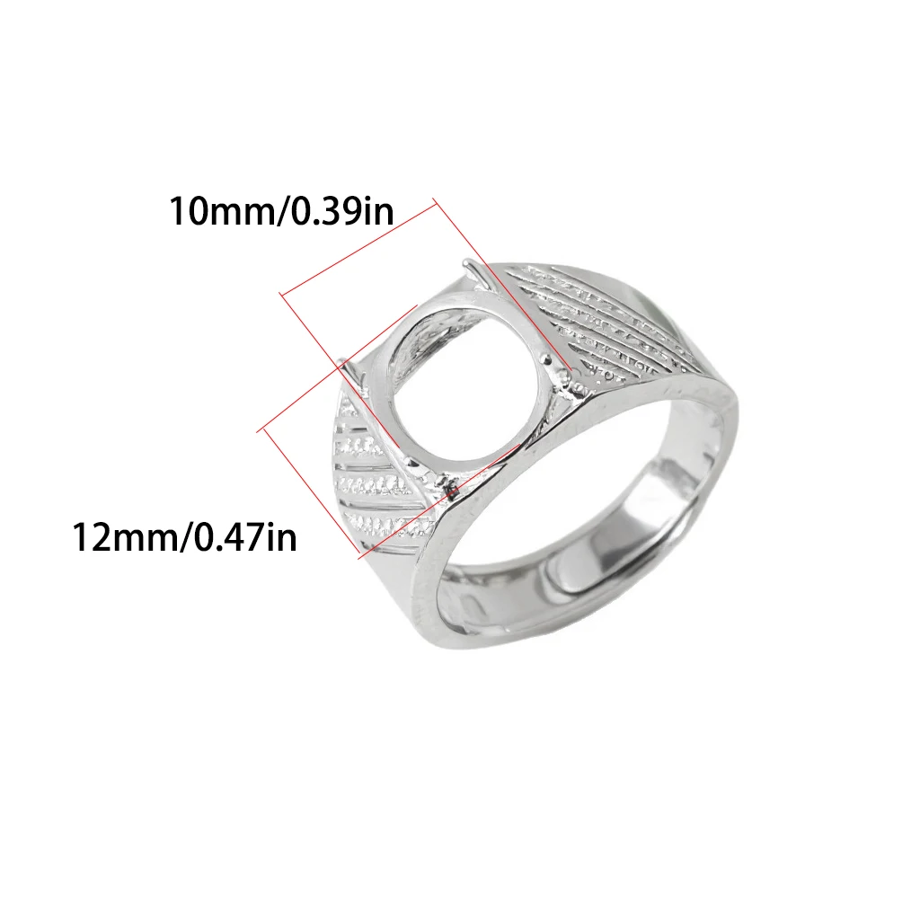 Semi Mount Men`s Ring,10*12mm Oval 4 Prong Ring Blank Settings,Adjustable Brass Ring Bases for DIY Ring Jewelry Making Supplies