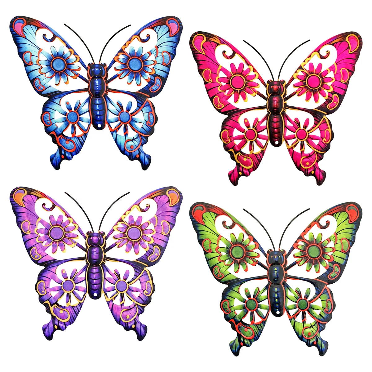 Vintage 3D Metal Butterfly Wall Art Hanging Decor Wrought Iron Wall Hanging Sculpture Garden Home Party Decoration