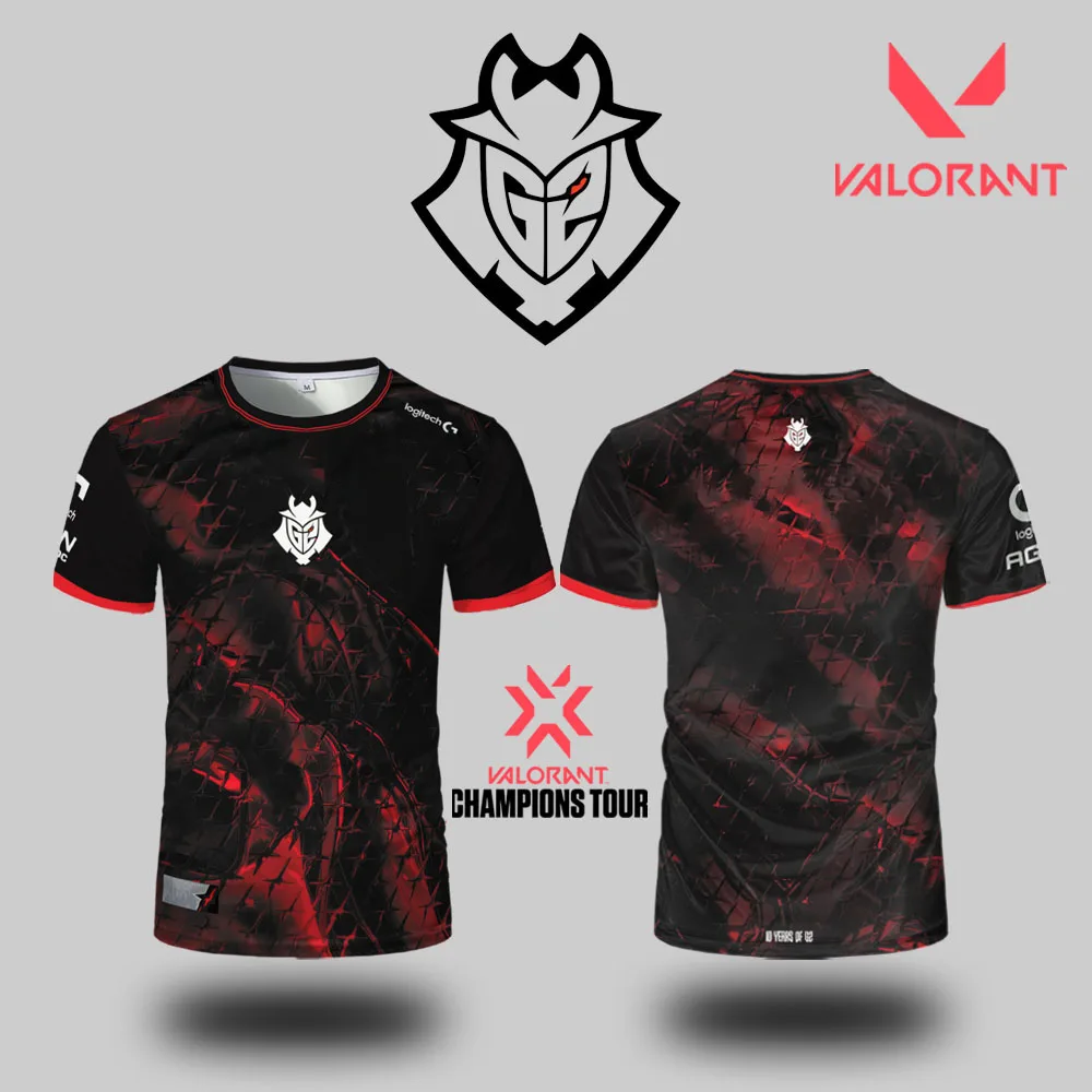 

Valorant Esports G2 Club 2025 Red Uniform VCT Player Training Jersey Fan Gifts Unisex Oversized Custom Tops Boys T-Shirt