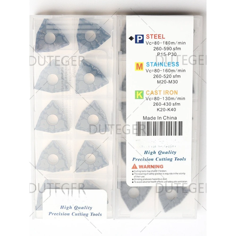 A box of ten two-color triangles (suitable for Daiska) TNMG160404-43 LF9218 peach-shaped steel blade WNMG