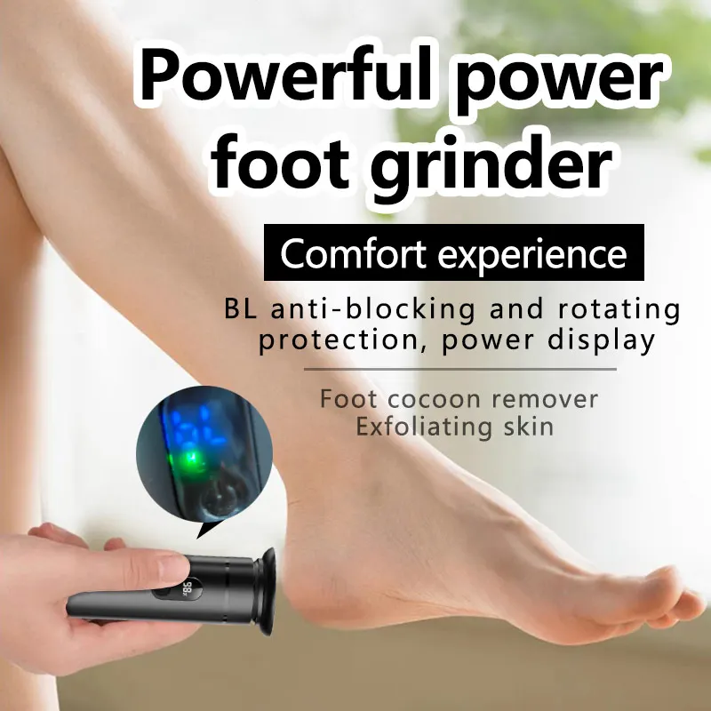 Electric foot trimmer, electric foot grinder with 9-level adjustment, rechargeable for removing dead skin, calluses, and repairi