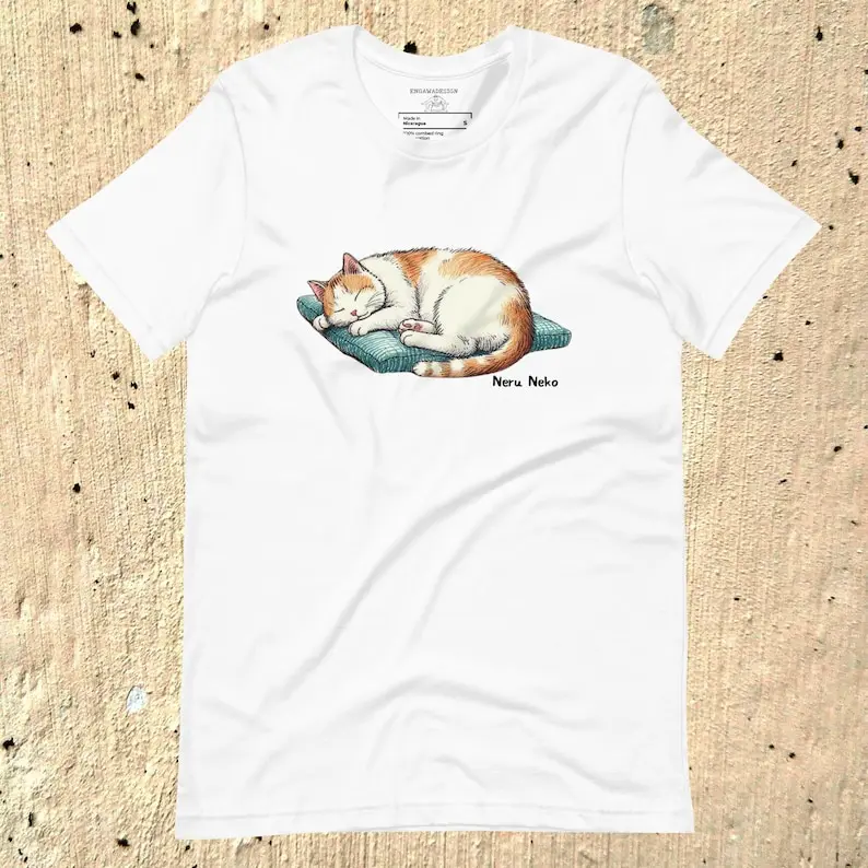 Japanese Sleeping Neru Cat Tshirt, Cute Japan Neko T-shirt , kawaii neko, manga anime shirt