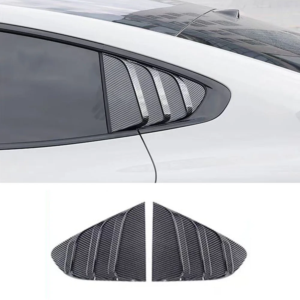 For Xiaomi SU7 2025 2026 Carbon Fiber Patterned Louver Modification Parts Rear Triangular Window Appearance Stickers Decorative