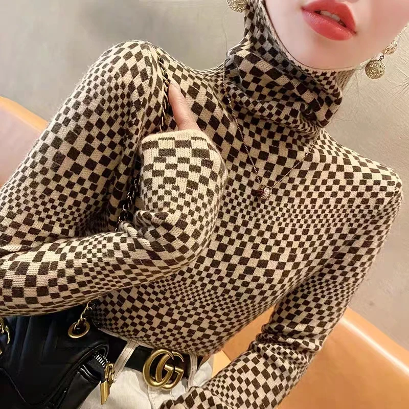 Women Clothing Elegant Commuting Simplicity Sweater New Spring Turtleneck Knitwear Y2K Trendy Slim Female Fashion Top