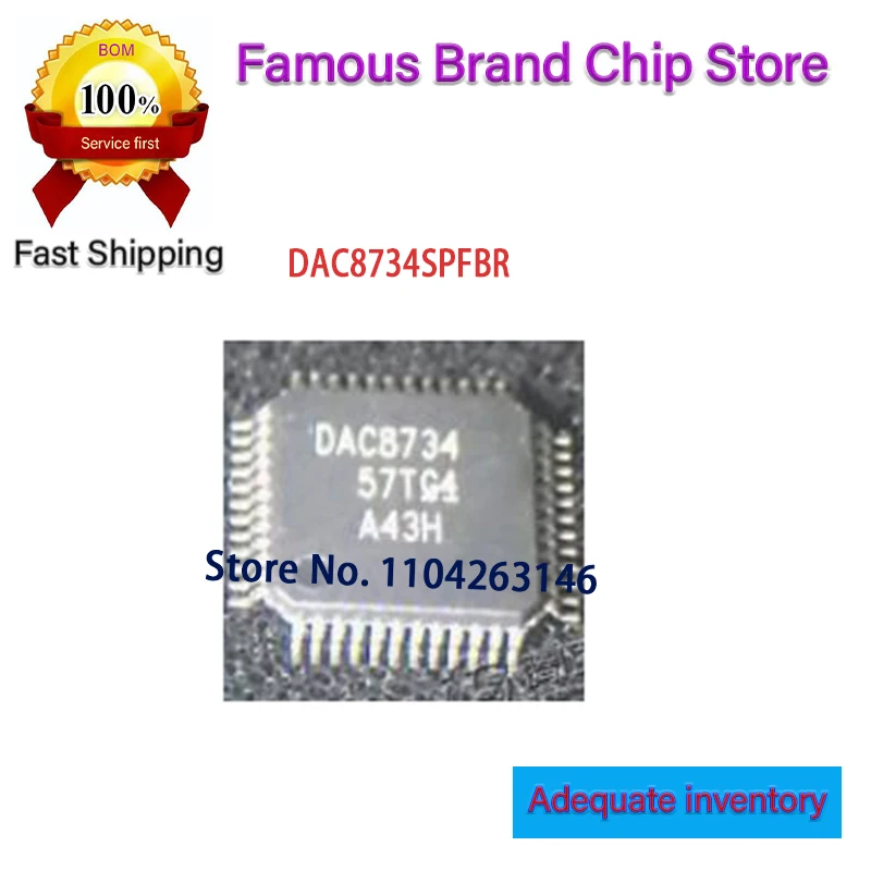 1~2pcs/lot DAC8734SPFB DAC8734 DAC8734SPFBR TQFP48 100% NEW
