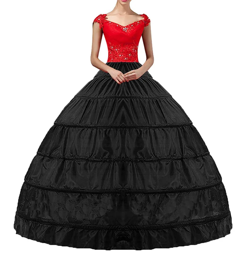 Vrouwen Wit Crinoline 6 Hoepel Lange Petticoats Rok Slips Floor Lengte Grote Onderrok Voor Baljurk Trouwjurk