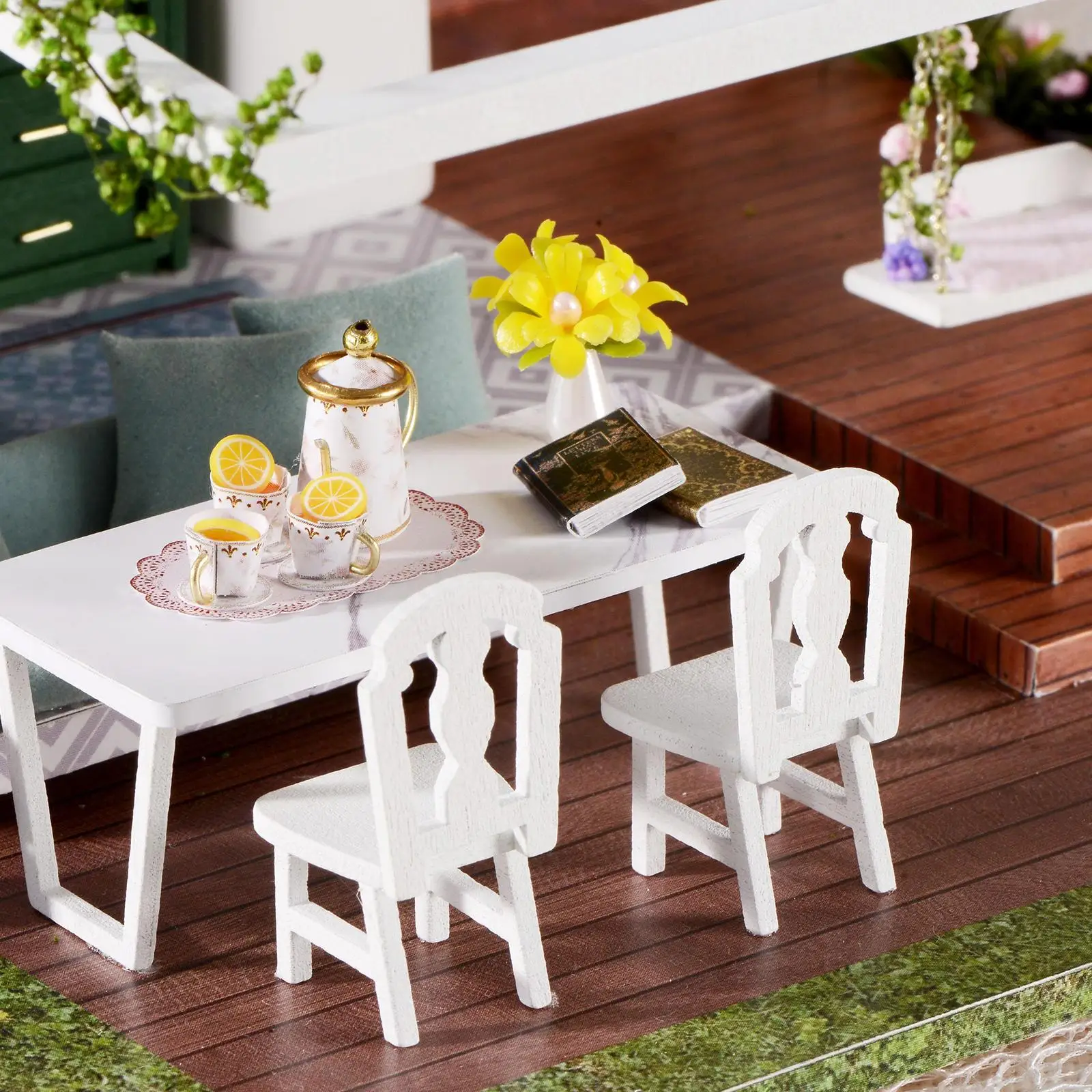 

DIY Mini Dollhouse Furniture Kits Wooden with Lights Gift Creative