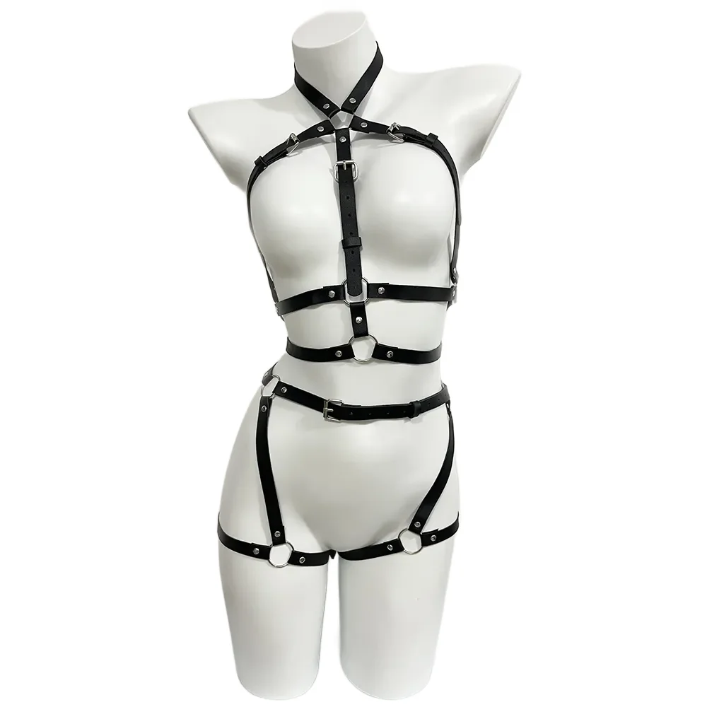 المألوف المرأة بولي Leather حمالة صدر جلدية تسخير الجسم تسخير الثدي الشرير القوطية الساق الرباط أحزمة القوطية حزام خصر الملابس اكسسوارات #1