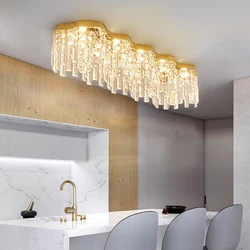 Long Wave Edge LED Ceiling Lights for Dining Room Decor Gold/Chrome Ceiling Lamps Modern Home Decoration Luxury Crystal