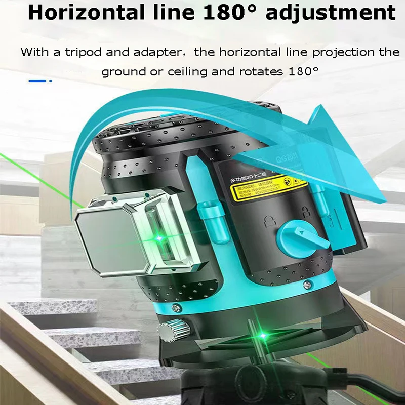 Remote Laser Level 12 Line 3D Blue Laser Beam High Precision Laser Line Level 360° Roating Laser Self-Leveling Construction Tool