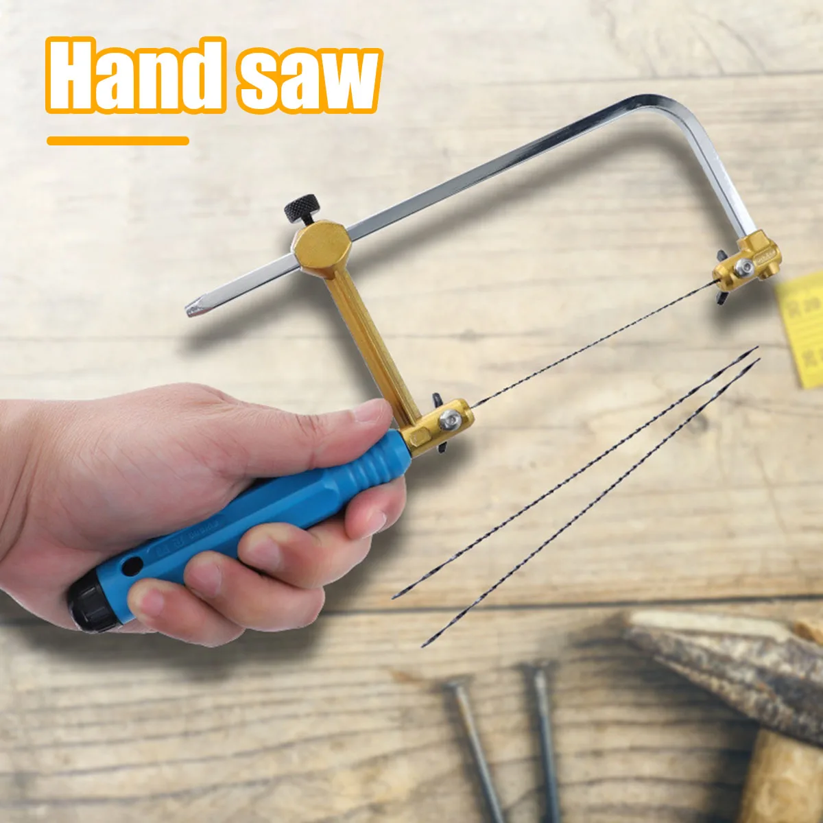 Coping Saw Heavy Duty Metal Hand Saw Fast Cutting Non-slip Hacksaw with 16 Replacement Steel Saw Blade Woodworking Tool