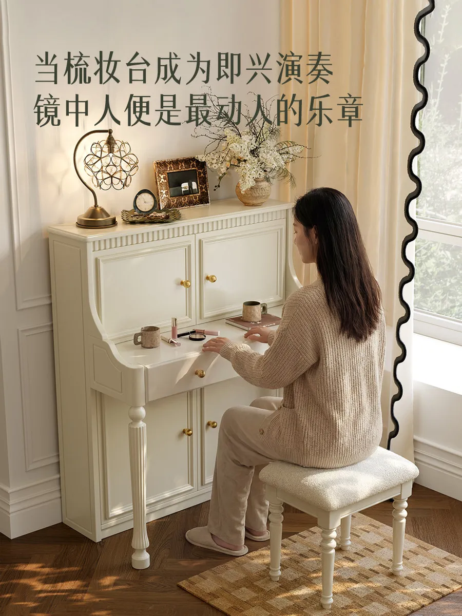 YFY furniture master bedroom bedside French dresser small apartment bedroom solid wood white piano makeup table