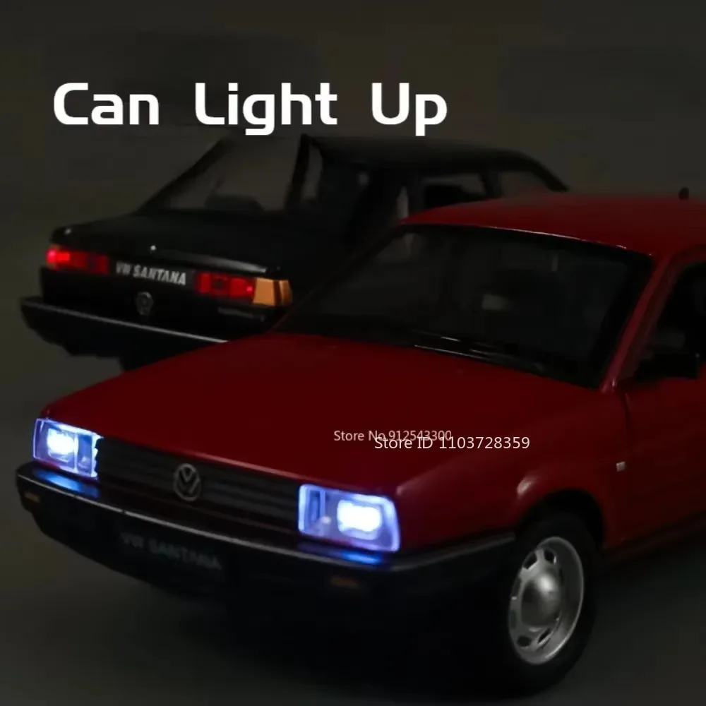 1:24 santana w140 320sel modelo de carros de brinquedo liga diecast modelos de veículos em miniatura som luz portas abertas puxar para trás para crianças presentes