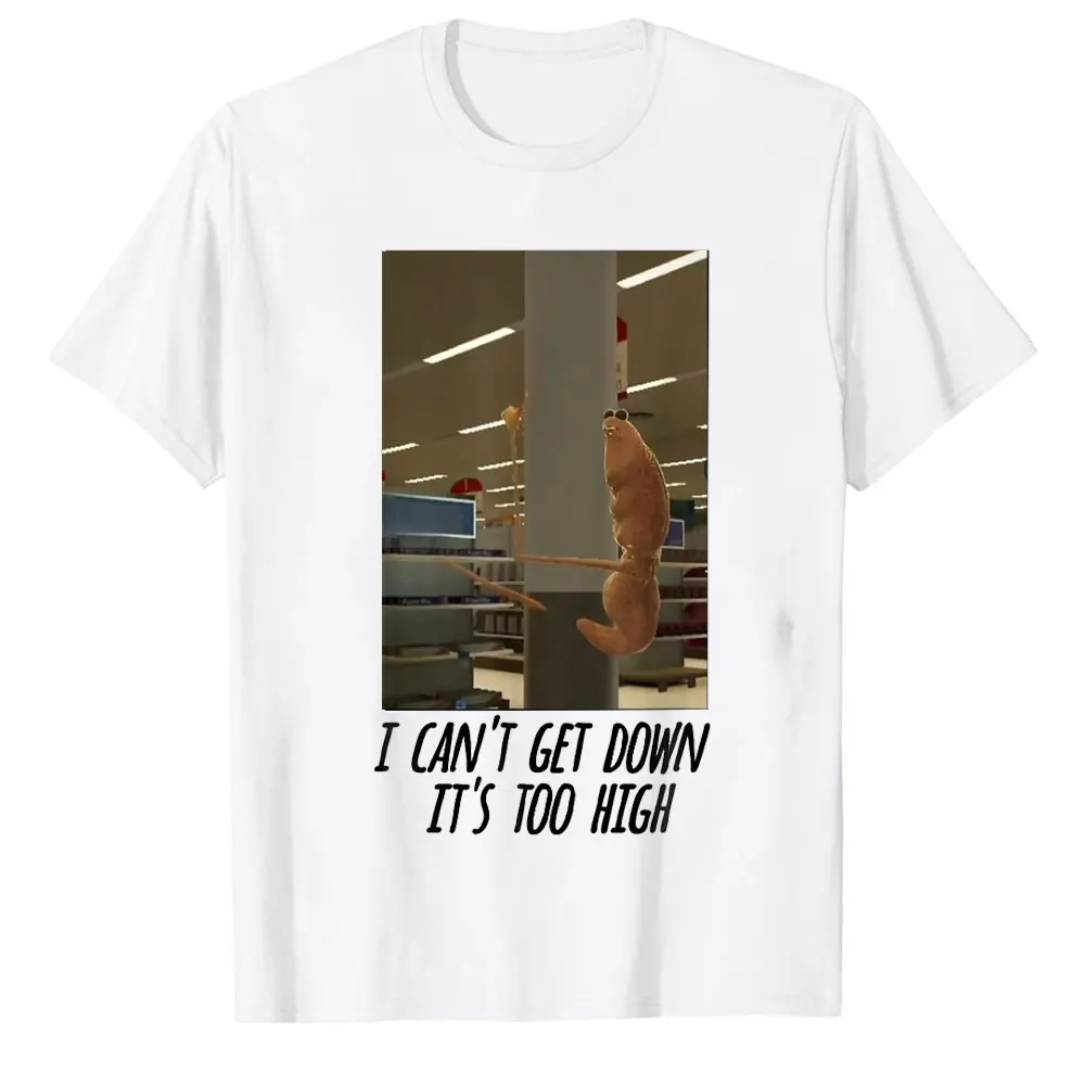 ماركوس دودة عالقة على القطب لا أستطيع أن أستطيع أن أصلح حتى عالية تي شيرت مضحك مثيرة للاهتمام الرجال تي شيرتات قطن الإنترنت ميمي القمم #4