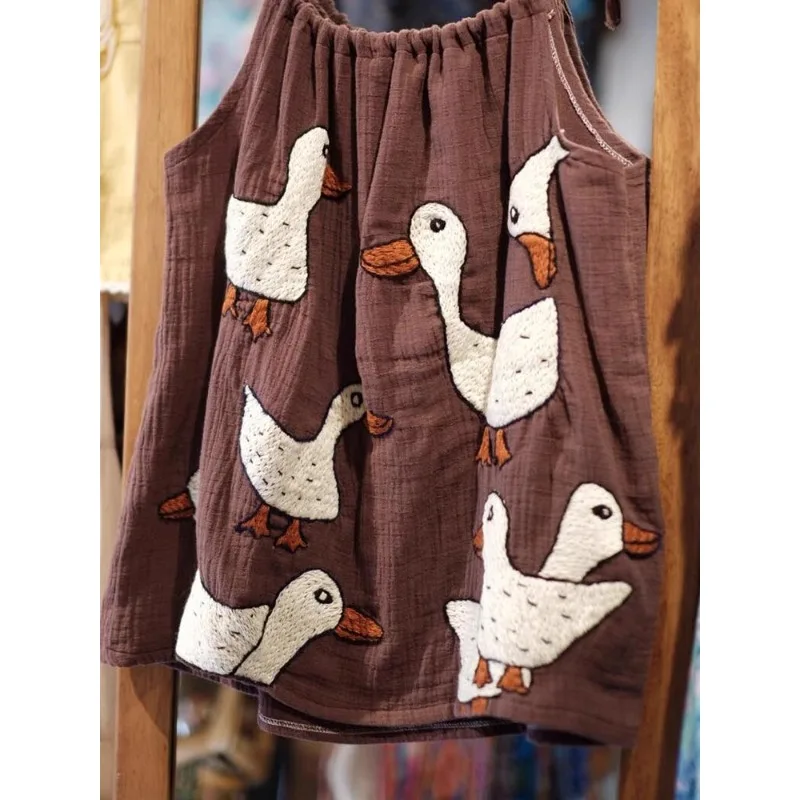 

Ramie sleeveless high-end suspenders, cute vest, beautiful and unique