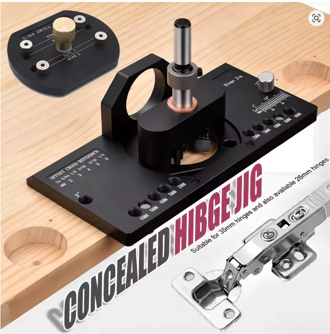 

35mm Concealed Hinge Jig Kit Woodworking Hole Drilling Guide Locator Aluminum Alloy Cabinet Hinge Mounting Jig Puncher Template