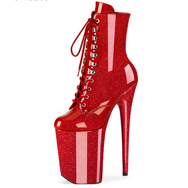 

LAIJIANJINXIA New 23CM/9Inch PU Upper Women's Platform Party High Heels Modern Mid-Calf Boots Pole Dance Shoes 008