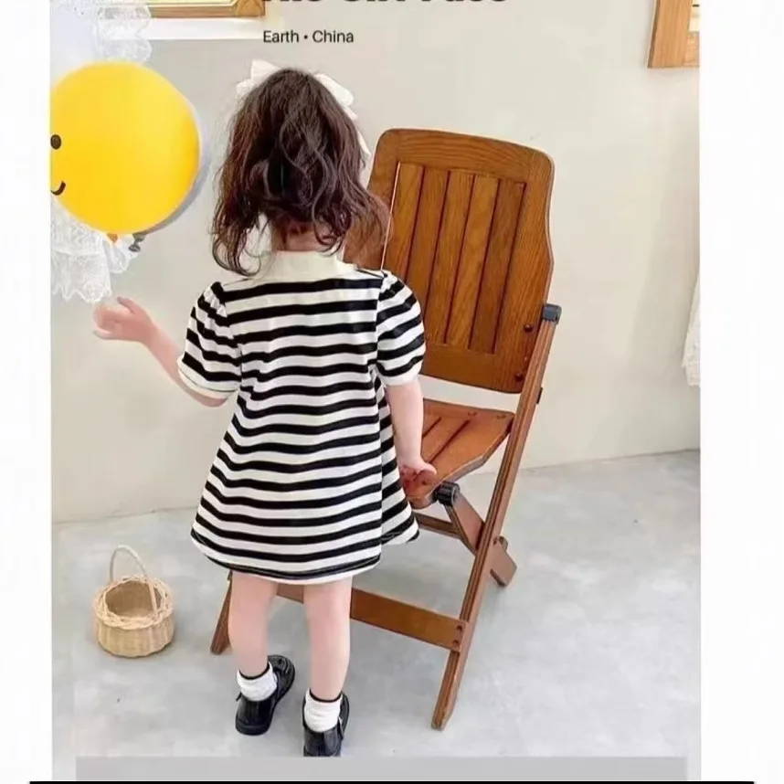 2026 Koreanisches Kleid für Mädchen, Sommerkleid mit Kragen und Stickerei, Rüschensaum, Prinzessinnenkleid 1-6 Jahre – Detail 25